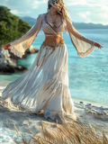 Summer vacation fashion elegant contrast color top+skirt set a6fd