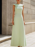 Sculpted Collar Sleeveless A-Line Maxi Dress