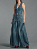 Casual Denim Wide-leg Jumpsuit