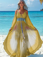 Summer vacation fashion elegant contrast color dress 7240