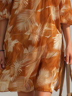 Vacation Orange Off-Shoulder Printed Chiffon Mini Dress