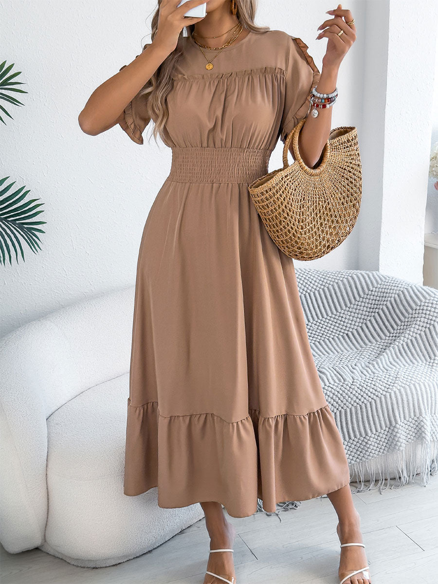 Women's Casual Ruffled Short-sleeved Maxi Dress