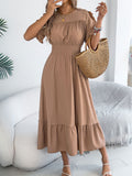 Women's Casual Ruffled Short-sleeved Maxi Dress