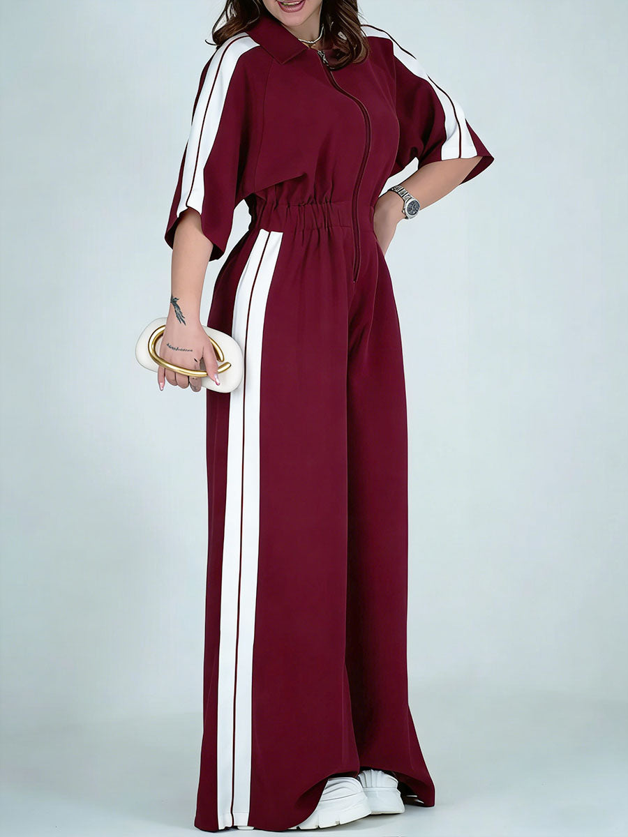 Casual Zip-up Cotton Jumpsuit