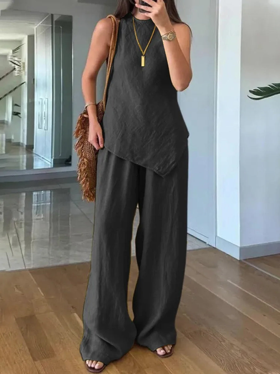 Women's Casual Sleeveless Round Neck Set
