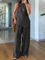 Women's Casual Sleeveless Round Neck Set