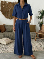 Casual Linen And Cotton Jumpsuits