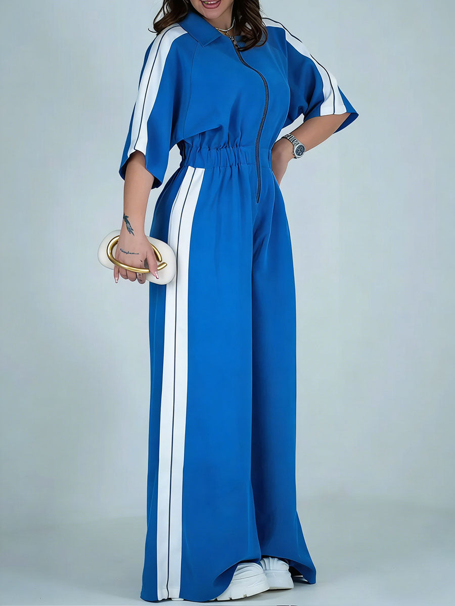 Casual Zip-up Cotton Jumpsuit