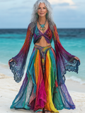Summer vacation fashion elegant contrast color top+skirt set ddbd