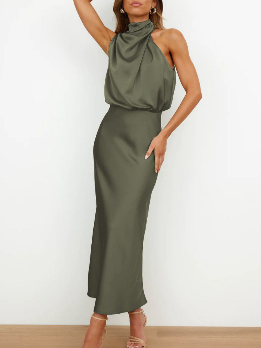 Elegant Sleeveless Satin Evening Gown