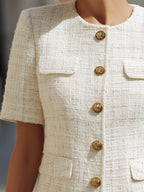 Tweed Short-Sleeve Elegant Tailored Jacket