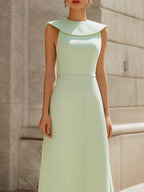 Sculpted Collar Sleeveless A-Line Maxi Dress