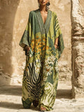 Women's Retro Floral Art Casual Stylish Vacation Maxi Cotton Linen Dress