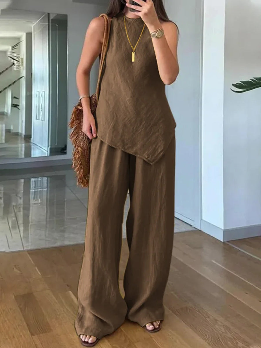 Women's Casual Sleeveless Round Neck Set