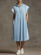 Women's Short-sleeved Loose-fitting Hooded Linen Casual Dress
