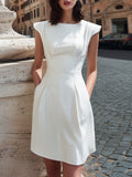 Sculpted Cap Sleeve Tailored A-Line Mini Dress