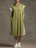 Women's Short-sleeved Loose-fitting Hooded Linen Casual Dress