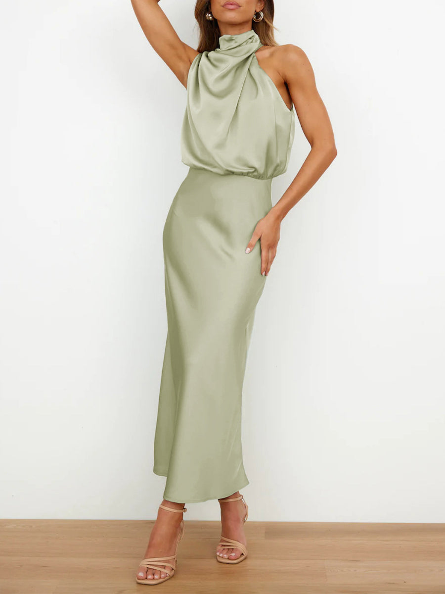 Elegant Sleeveless Satin Evening Gown