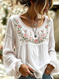 Women's Pastel Floral Lace Print Blouse