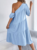 Women's Off-shoulder Ruffled Long-sleeve Dress