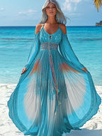 Summer vacation fashion elegant contrast color dress 7240