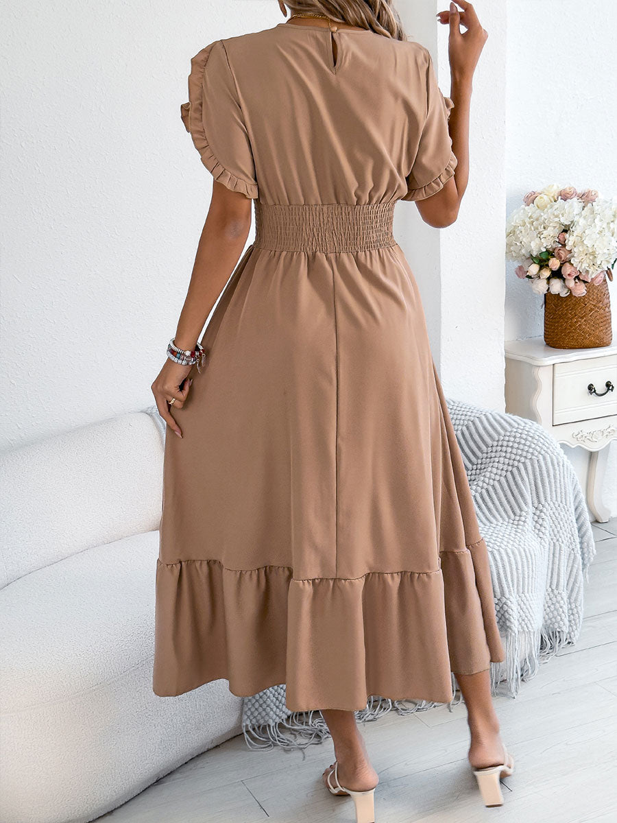 Women's Casual Ruffled Short-sleeved Maxi Dress