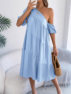 Women's Off-shoulder Ruffled Long-sleeve Dress