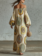 Retro Polka Dot Print Multi-layered Hem Maxi Dress