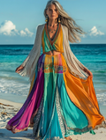 Summer vacation fashion elegant contrast color top+skirt set 18cd
