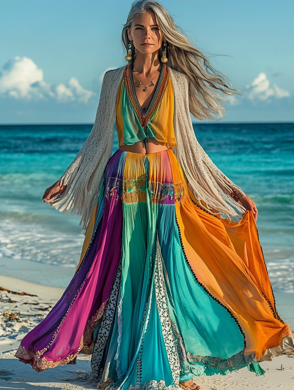 Summer vacation fashion elegant contrast color top+skirt set 18cd