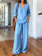 Women's Casual Crew Neck Long Sleeve Set