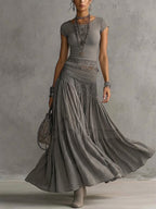 Casual Bohemian Short-sleeve T-shirt And Skirt Two-piece Set