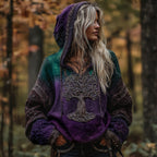 Women's Viking Life Of Tree Art Knitted Warm Hooded Sweater