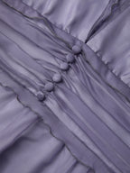 Deep Purple Ruffled Chiffon V Neck Sleeveless A-Line Gown Dress