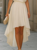 Halter Neck Layered High-Low Chiffon Dress