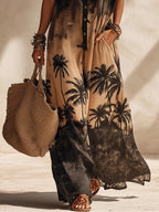 Bohemian Gradient Tropical Print Resort Maxi Dress