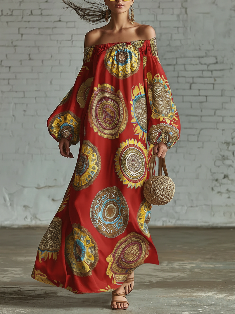 Retro Polka Dot Print Multi-layered Hem Maxi Dress