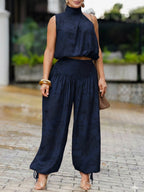 Women's Casual Linen And Cotton Sleeveless Top And Pants Two-piece Set