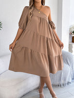 Women's Off-shoulder Ruffled Long-sleeve Dress