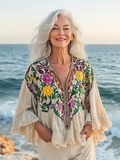 Vacation seaside elegant embroidery top 00a2