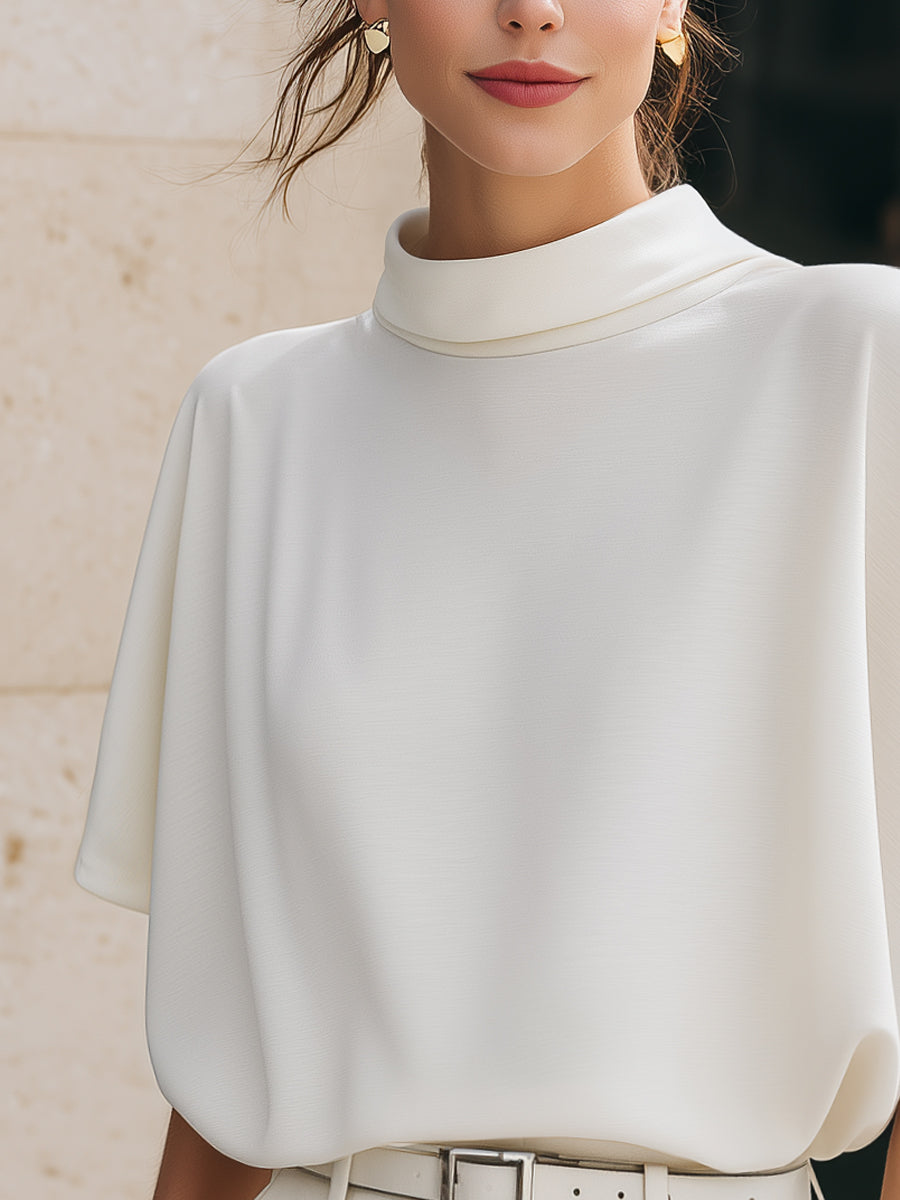 Minimalist High-Neck Relaxed Fit Blouse