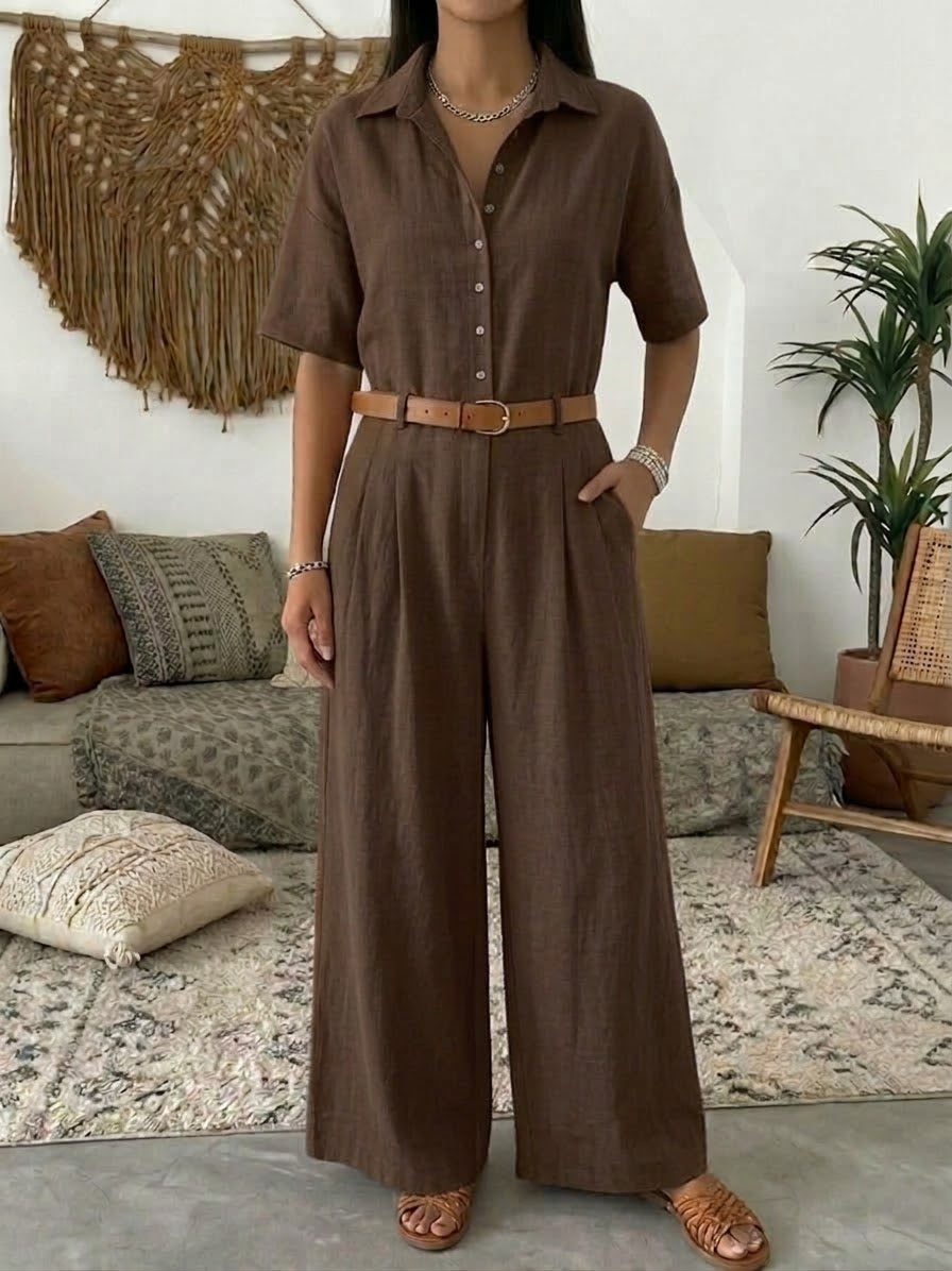 Casual Linen And Cotton Jumpsuits
