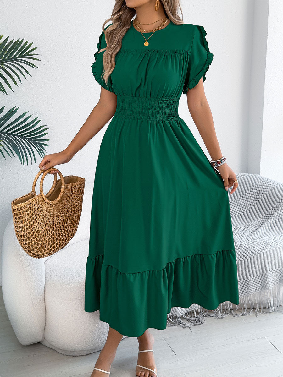 Women's Casual Ruffled Short-sleeved Maxi Dress