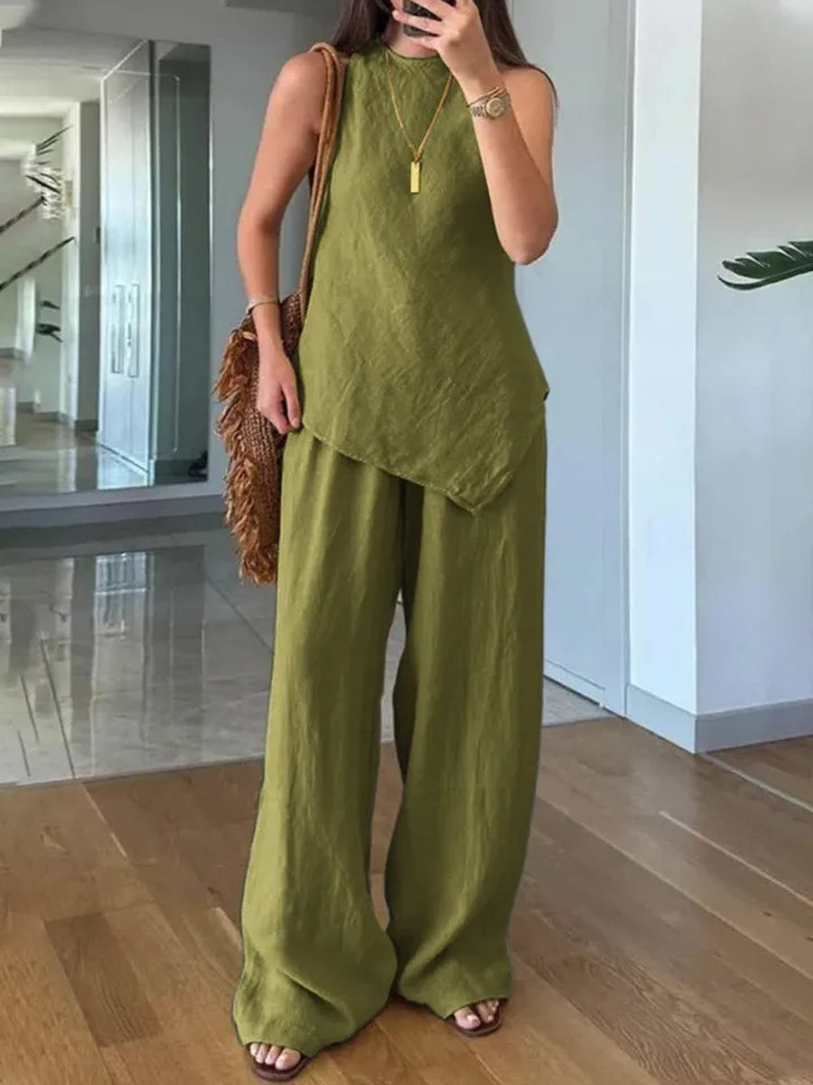 Women's Casual Sleeveless Round Neck Set