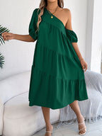 Women's Off-shoulder Ruffled Long-sleeve Dress