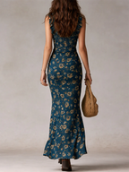 Retro Retro Boho Floral Print Asymmetrical Hem Maxi Dress