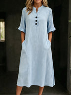Minimalist & Cozy Solid-color Semi-mock Neck Dress