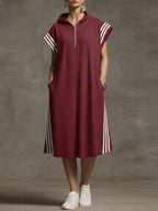 Women's Short-sleeved Loose-fitting Hooded Linen Casual Dress