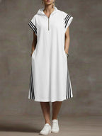 Women's Short-sleeved Loose-fitting Hooded Linen Casual Dress