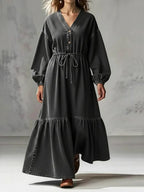 Women's Casual V-neck Denim Cotton Dress